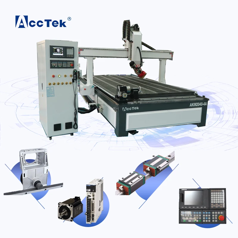 AccTek 1300*2500mm 2000*4000mm Cnc Router Woodworking Machines with Swing Spindle for Plywood Soft Wood Hard Wood