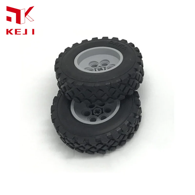 MOC Parts 1 PCS Tyre 32019 + 86652c01 86652 DIA. 62.4x20mm Gravel Tire Hub for Building Blocks Crane Car Vehicle Bricks Toys