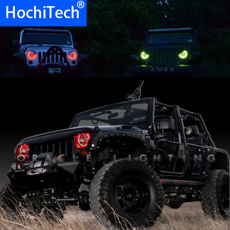 for Jeep Wrangler RGB LED headlight  angel eyes kit car styling accessories 2007 2008 2009 2010 2011 2012 2013 2014 15 2016