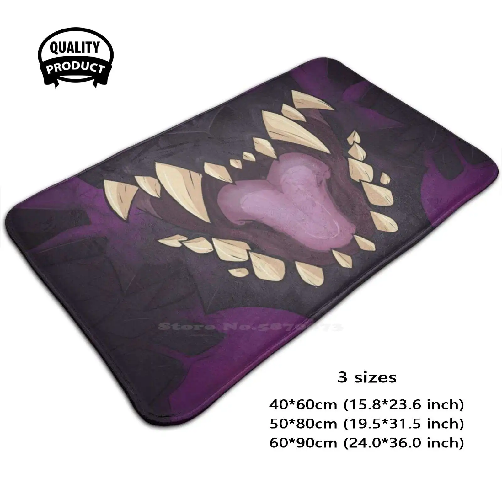 Nergigante Maw Soft Cushion Home Carpet Door Mat Car Rug Nergigante World Wyvern Maw Black Purple Teeth Video Game Mhw Elder