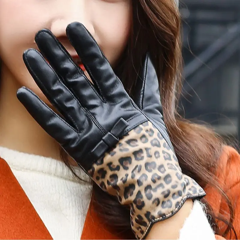 Sheepskin Leather Gloves for Women, Plus Velvet, Thickening, Quality, New, Autumn and Winter, S2806