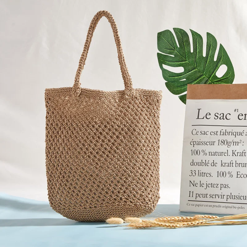 Sac à main tissé rétro pour femmes, élégant, français, japon, corée du sud, Ins, voyage de vacances, panier creux