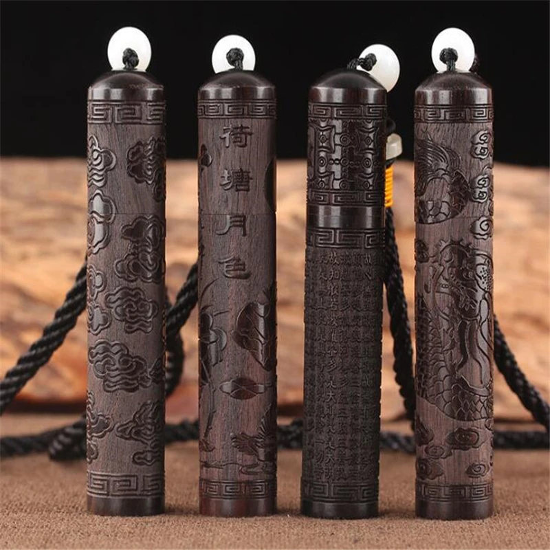 Creative Vintage Toothpick Box Traditional Chinese Style Black Sandalwood Handmade Exquisite Carving Toothpick Holder Household