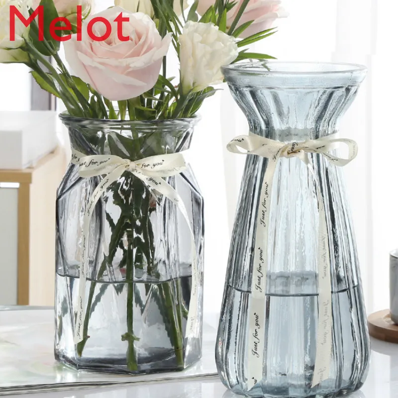 

European-Style Creative Glass Vase Modern Minimalist Transparent Living Room Flower Vase Decoration Home Decoration