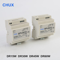 CHUX  Din Rail Switching Power Supply 5V 12V 15V 18V 24V 48V Dc Output SMPS DR15W 30W 45W 60W For Cnc Led Light
