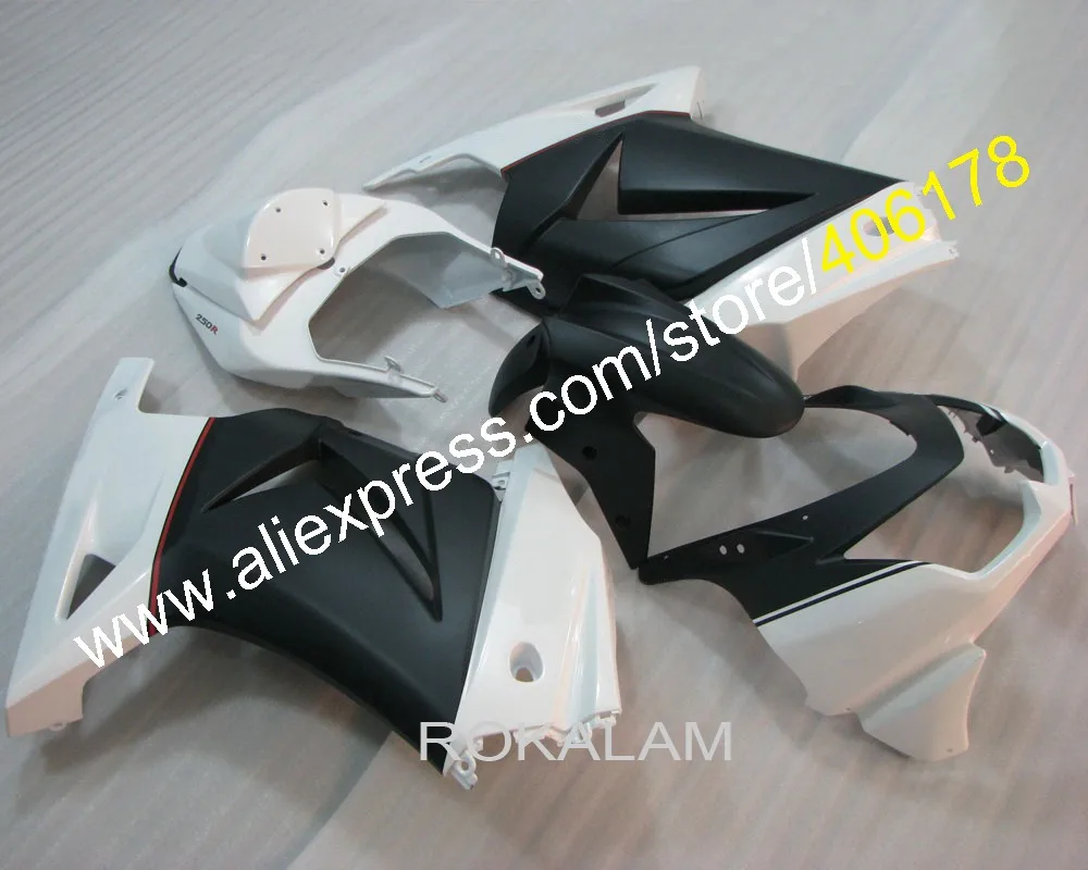 Injection Molded For Kawasaki Ninja 250R Fairings EX250 2008 2009 2010 2011 2012 White Sport Fairing Kit (Injection Molding)