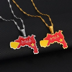 Anniyo Tigray Region Map Flag of Ethiopia Pendant Necklaces Jewelry for Women Girls #239621