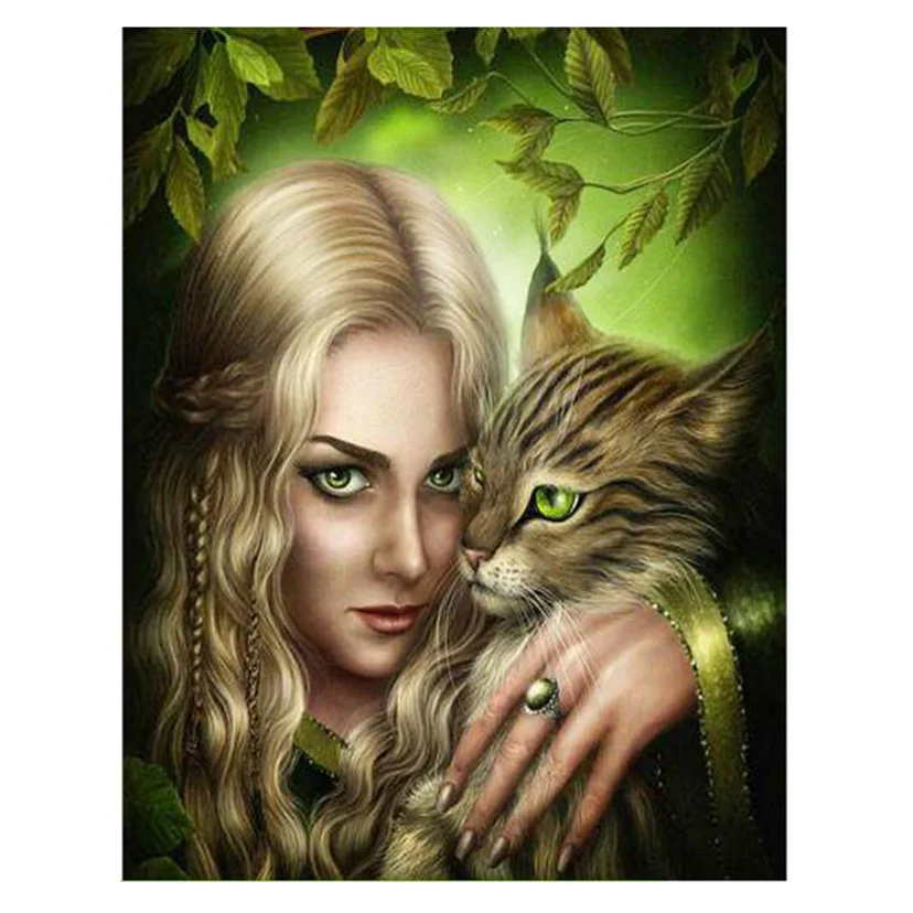 

Girl Cat Diamond Painting Diamond Mosaic Rhinestones Diamond Embroidery Cross Sticth Diy Full Drill Room Decoration CM10