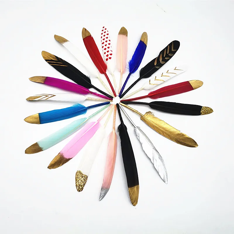 10/20 قطعة الذهب بطة الريش لتقوم بها بنفسك التطريز الديكور قبعة الزفاف الريش لصنع المجوهرات dreamcatchers أعمدة crafts10-15CM