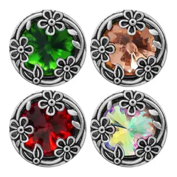 KZ3411 Beauty Hollow rhinestone Colorful flowers 18MM snap buttons fit 18mm snap bracelet snap jewelry wholesale Gift