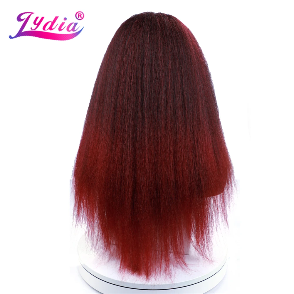 Lydia Afro Kinky Straight U-Teil, gemischte Farben, braune Käfer-Rothaar-Perücke, hitzebeständige synthetische 20-Zoll-Tagesperücken für Frauen, flauschig – Detail 16