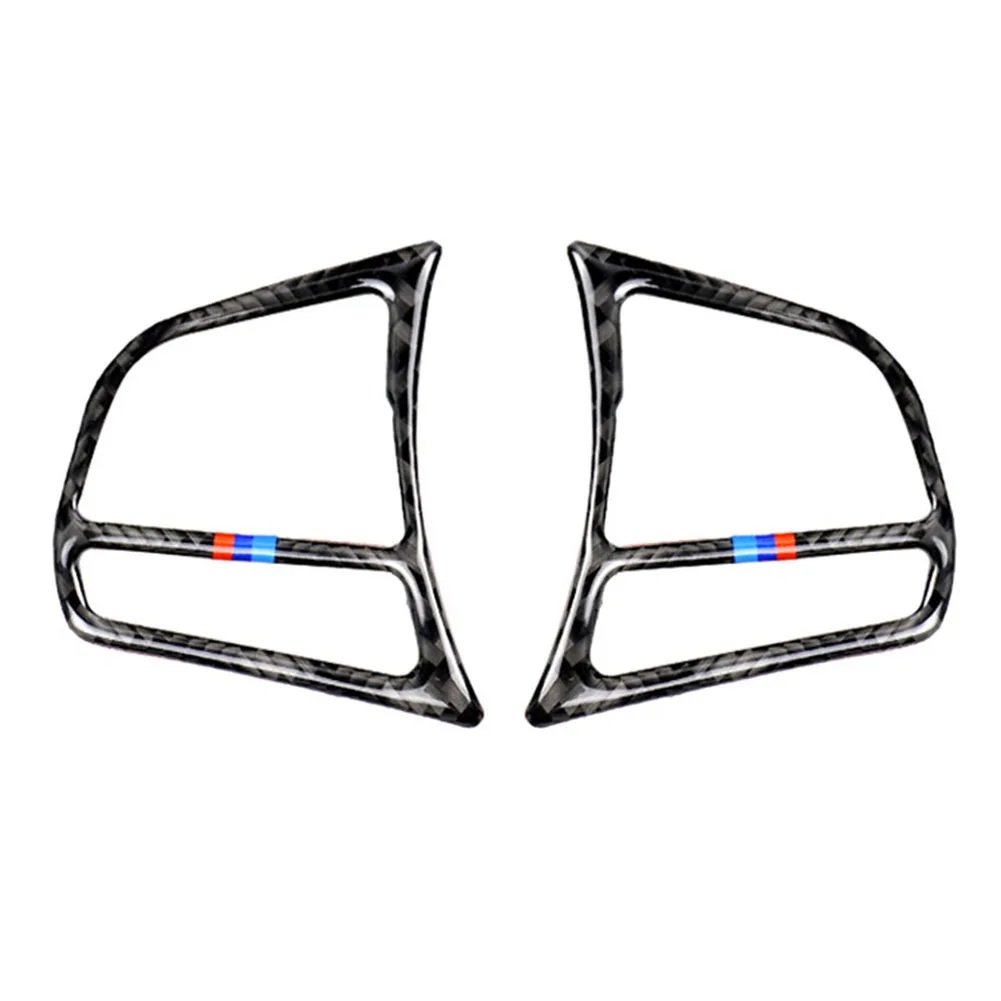 2ชิ้น/เซ็ตรถพวงมาลัยปุ่มตัดกรอบคาร์บอนไฟเบอร์ภายในสำหรับ BMW 1 2 3 4 Series F20 f21 F30 F32 F34 Auto Parts