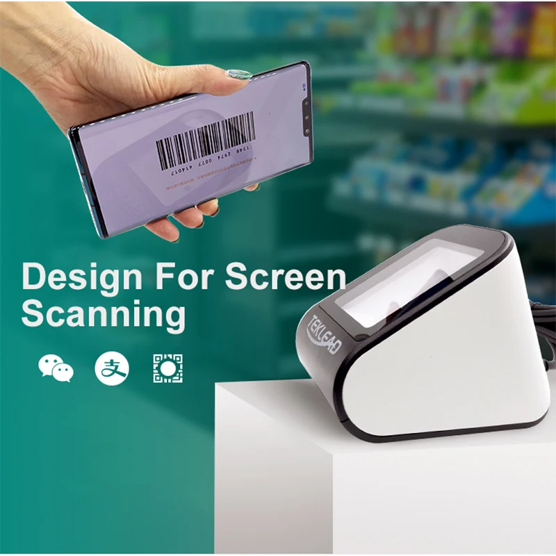 TEKLEAD Automatic 1D 2D Barcode Scanner Hands-Free USB QR Code Reader Mobile Payment for Store Supermarket