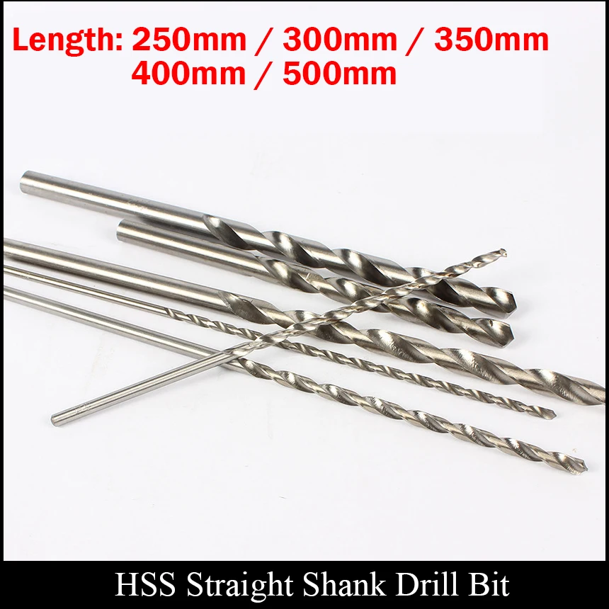 Broca helicoidal de vástago recto HSS, mm OD 5,6, 500mm de longitud, Extra larga, Metal, madera, acero de alta velocidad