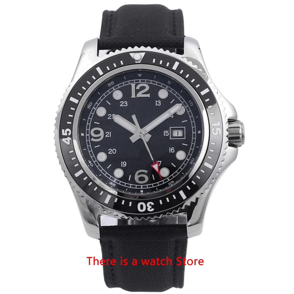 

Bliger 44mm Automatic Mechanical Watch Men Miyota Movement Business Luminous Waterproof Leather Strap Calendar Wristwatch Men