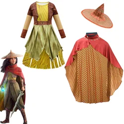 Raya and The Last Dragon Kids Dress Cloak Clothes Set Cosplay Legend Halloween Costume Raya Dress Girls Carnival Party Dress Up