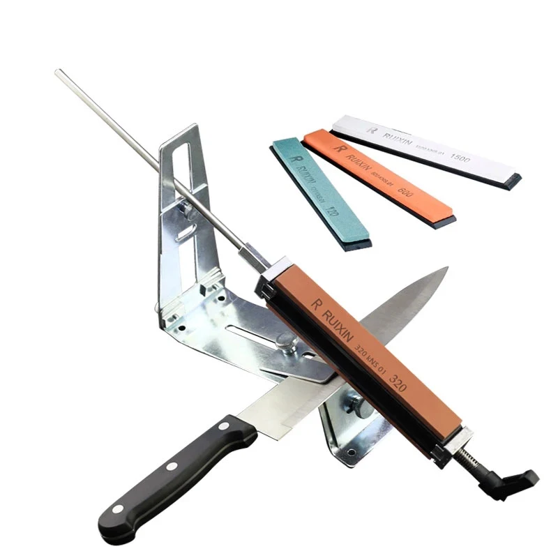 

Professional Knife Sharpener All stainless Steel Kitchen Sharpening Grinding System Tools Fix-angle With 4 Whetstone III