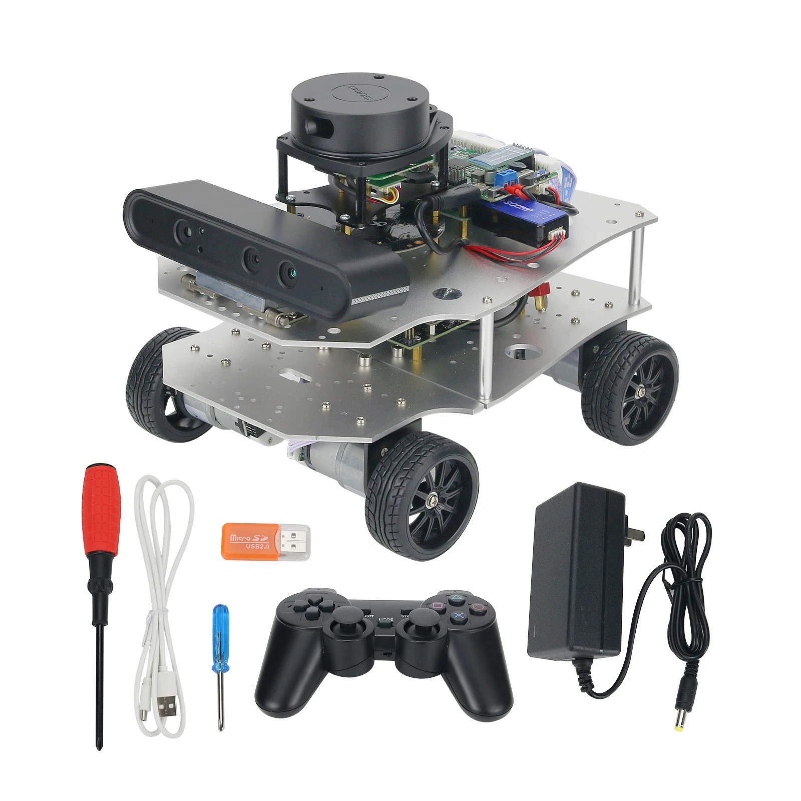 

4WD Educational ROS Car Chassis Robotic Car w/ A1 Standard Radar ROS Master For Jetson Nano B01 4GB/ Raspberry Pi 4B 2GB/4GB