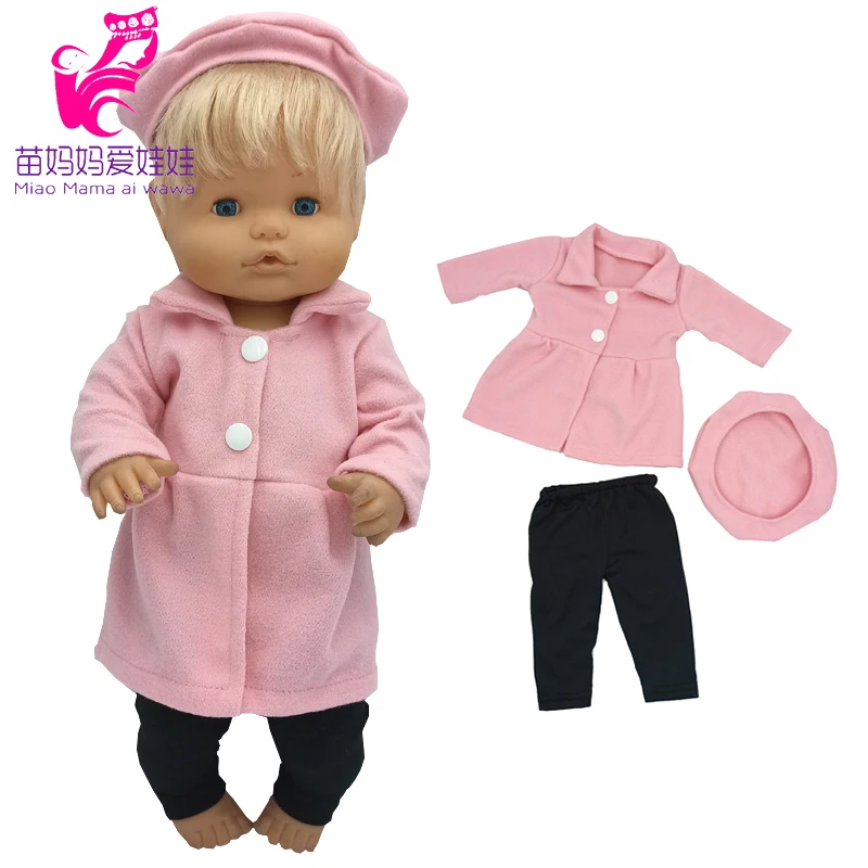 16 Inch Baby Doll Winter Dress with Hat for 38cm Nenuco Doll Clothes Ropa Y Su Hermanita Doll Red Fleece Dress