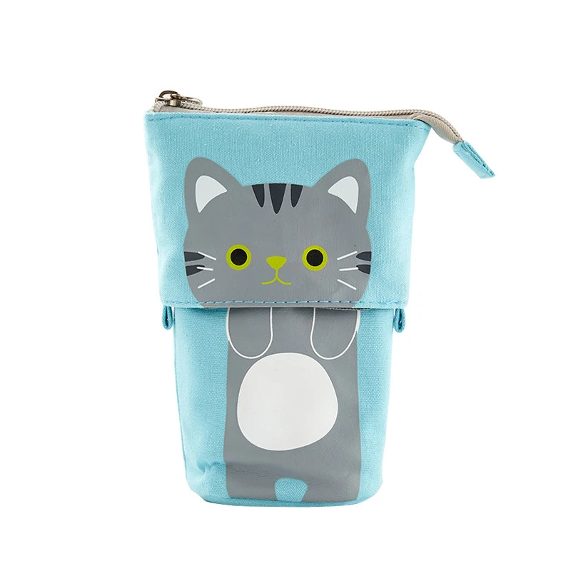 Cute Large Capacity Retractable Pencil Case Kawaii Pen Box Girls Cosmetic Storage Bag Stationery School Office Supplies