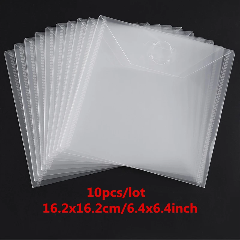 10pcs/set 6.4x6.4inch Plastic Folder Bags For Storage Patterned Paper Pack Cutting Dies Stamps Organizer Holder Transparent Bags