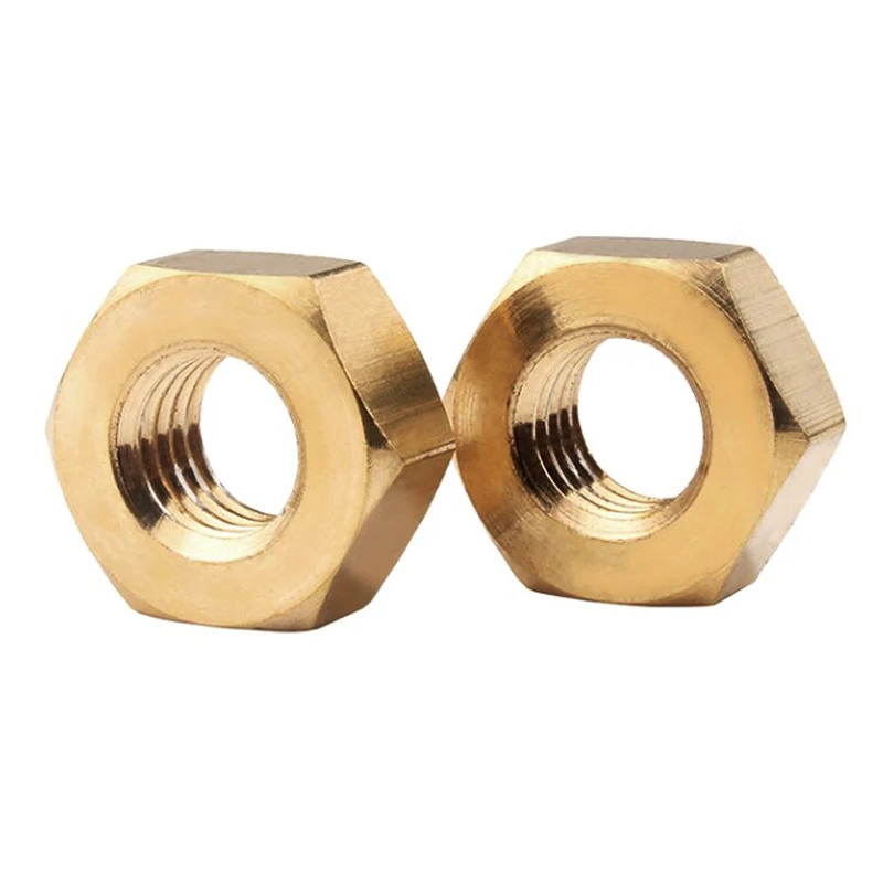 Brass Hex Nut DIN934 Bronze Hexagon Nut M1.6 M2 M2.5 M3 M3.5 M4 M5 M6 M8 M10 M12 M16 Metric Thread Copper Hex Nut High Strength