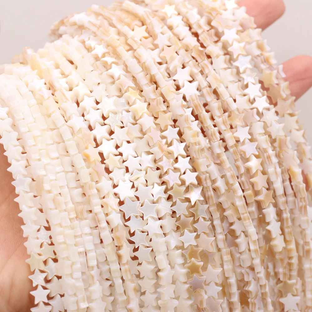 6/8/10/12/15mm Natural Mother of Pearl Shell Beads Star Shape Seashell Loose Beads for Jewelry Making DIY Necklace Bracelet 14''