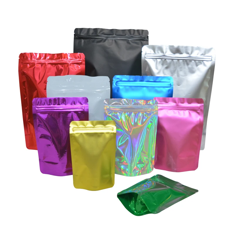 100 pcs Colored Stand Up Zip lock Foil Pouches Aluminum Foil Standing Pouches,Food Storage Stand Up zip lock Bags Free Shipping