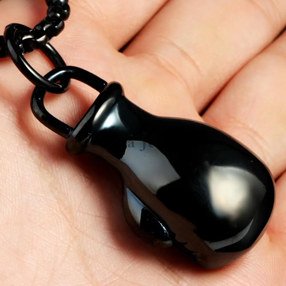 Black Stainless Steel Glove Pendant Necklace Men's Boxing Glove Fitness Sports Jewelry