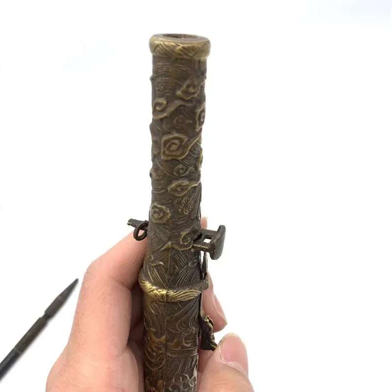 Ancient China Cold Weapon Collection Antiques Brass Dragon Sleeve Arrow Outdoor EDC Tool