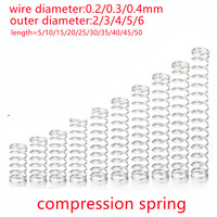 20pcs wire diameter 0.2mm 0.3mm 0.4mm Stainless Steel Compression Spring 304 SUS Compressed Spring  Y-Type Rotor Return Spring