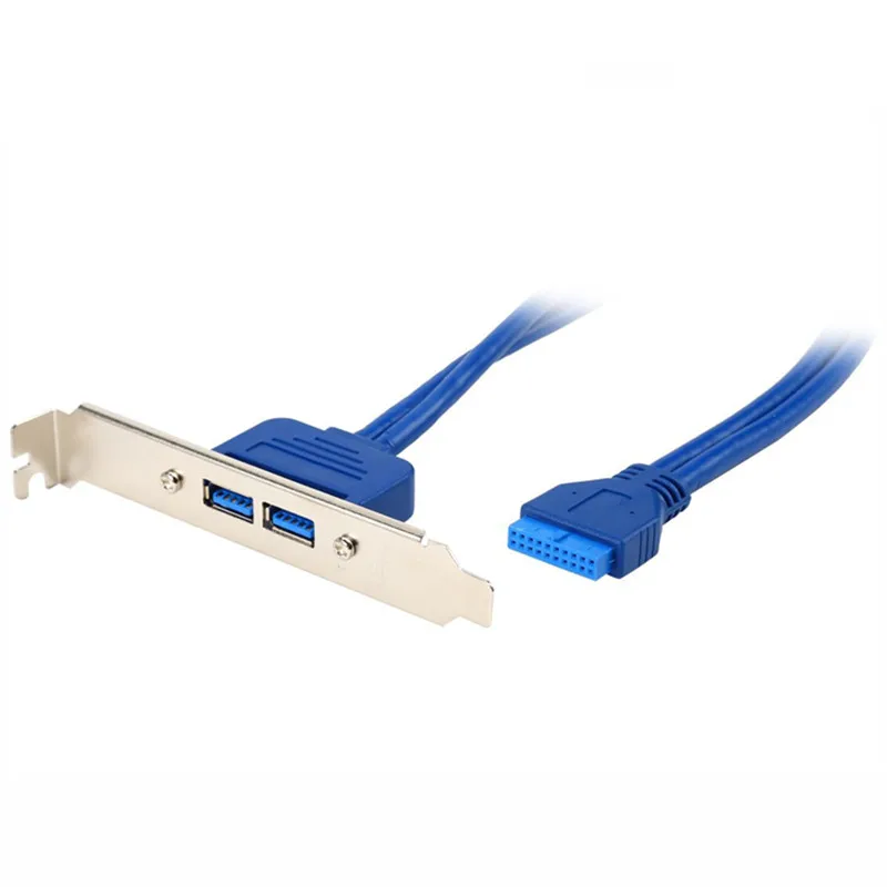 Dual-port USB 3.0 to 20pin connector adapter cable with rear panel-PCI bracket USB 3.0 20-pin to 2-port A-type female