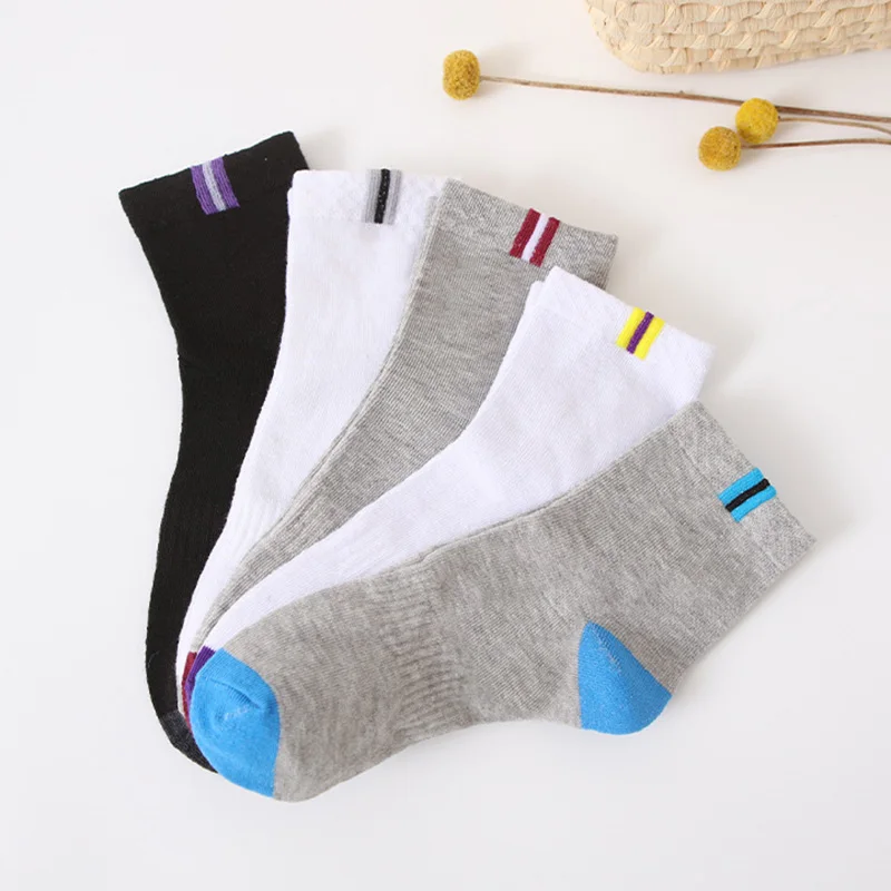 5 Paar Herren-Freizeitsocken, weiche, atmungsaktive Baumwolle, Söckchen, Sport, kurz, für Herren und Jungen, bequem, langlebig, lange Röhren-Qualitätssocken