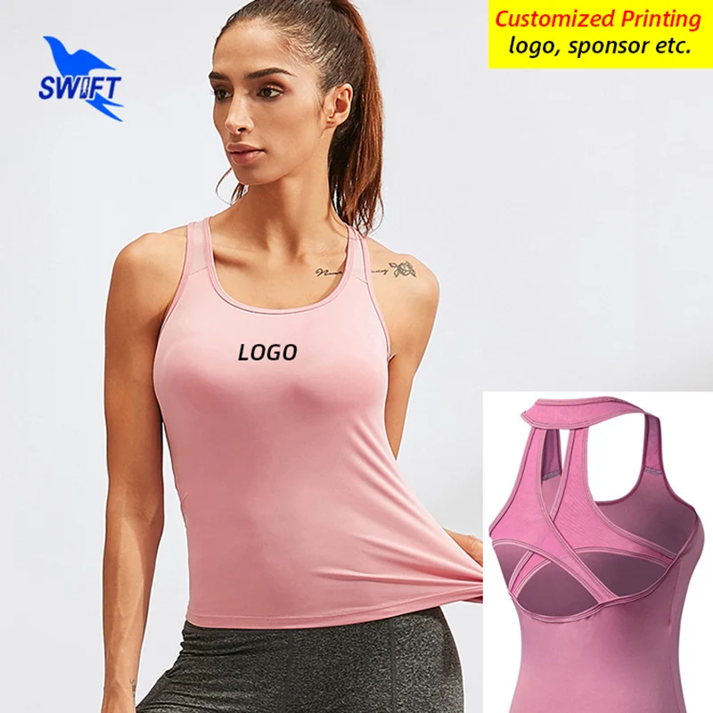 Customize LOGO Yoga Racerback Yoga Crop Tank Tops Women Workout Gym Fitness Vest Breathable Running Sports Sleeveless Shirts