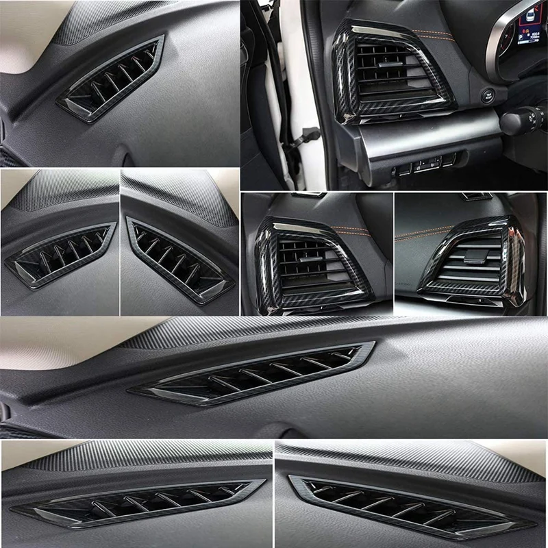 Carbon Fiber Car A/C Air Outlet Vent Cover Trim Decor Frame for Subaru XV Crosstrek Impreza 2018-2021 Accessories, 6Pcs