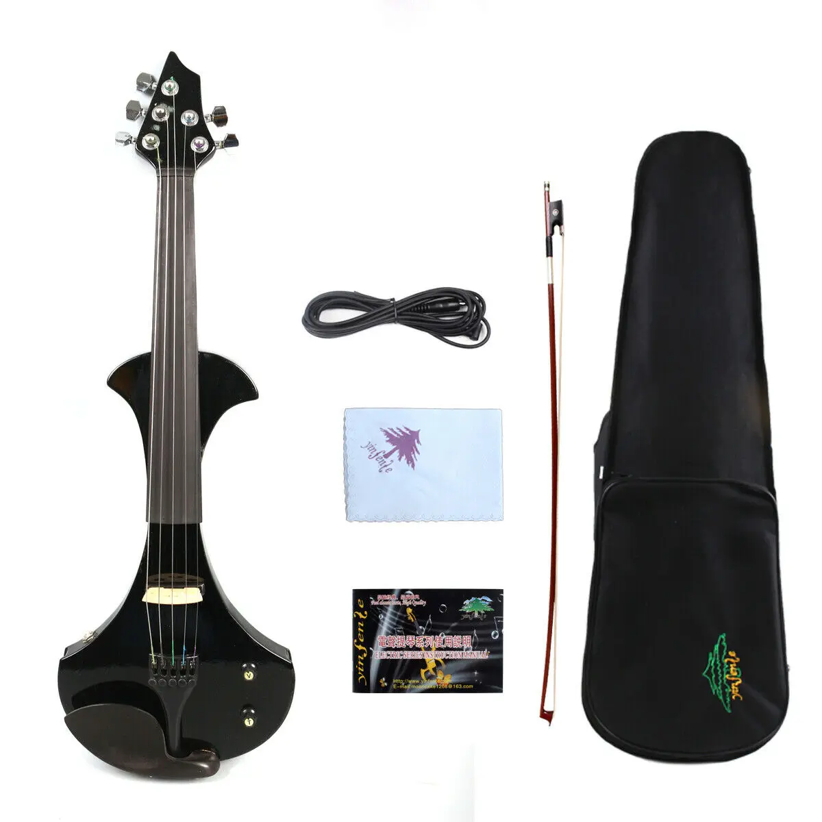 4 String  BLACK  4/4 Electric Violin Silent Solid wood Nice Tone Free Case #EV24