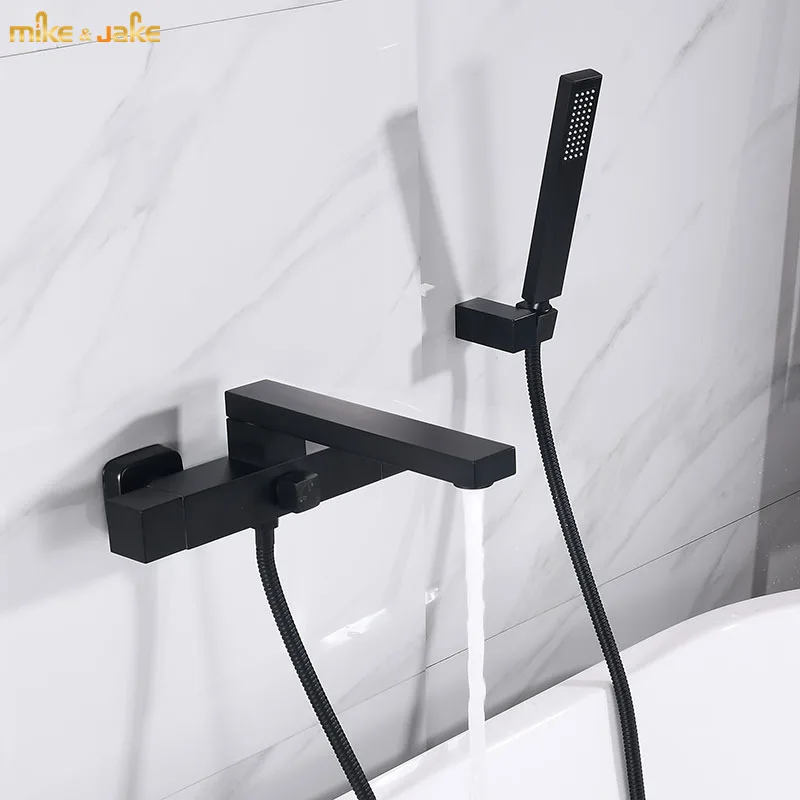 

matte black waterfall bath tap wall mounted bathtub mixier bathtub waterfall black bath shower cold and hot bath faucet MJ5212