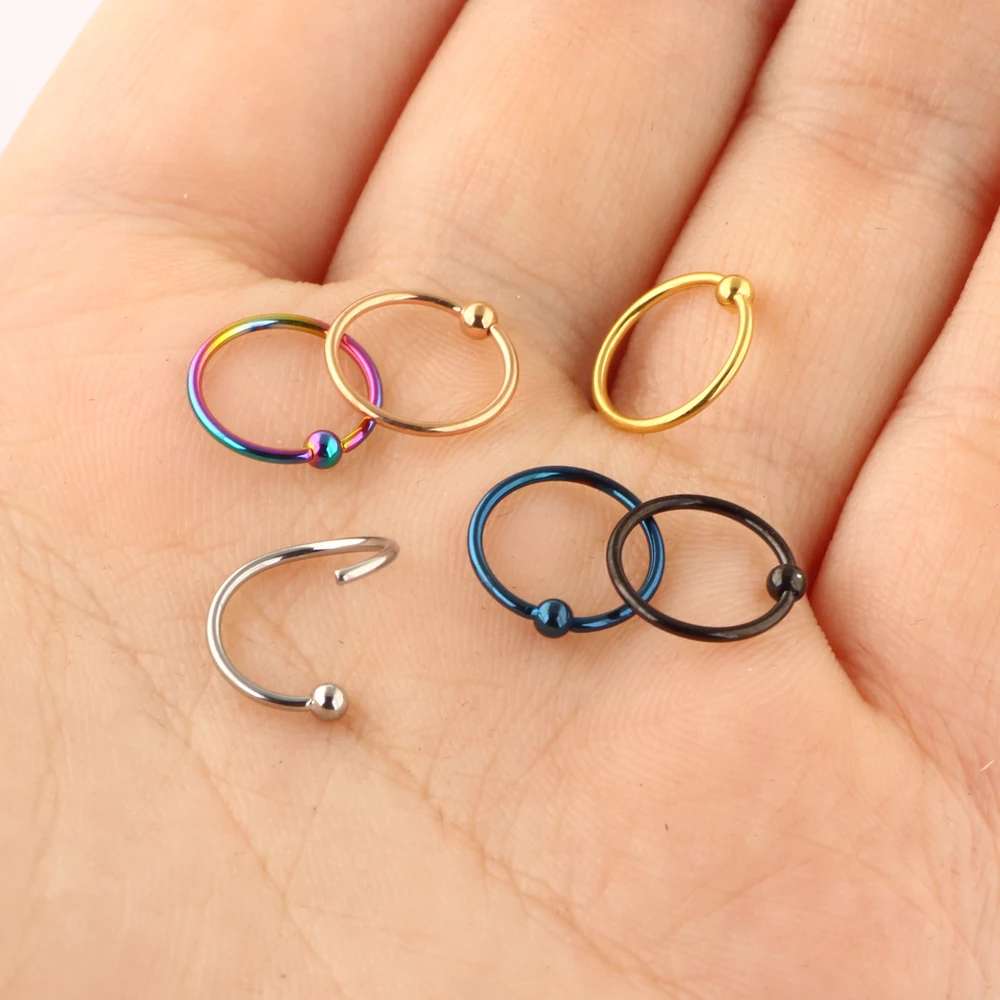 JUNLOWPY 20G Stainless Steel Nose Rings Cartilage Helix Ear Hoop Piercing Studs Tragus Earring Wholesale Body Jewelry 100/200pcs