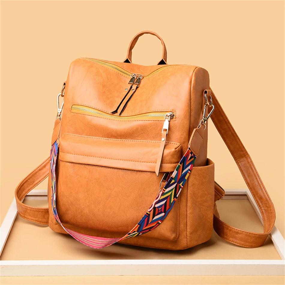 8 kolor kobiety miękkie skórzane plecaki Vintage kobiece torby na ramię Sac a Dos Casual Travel Ladies Bagpack Mochilas torby szkolne