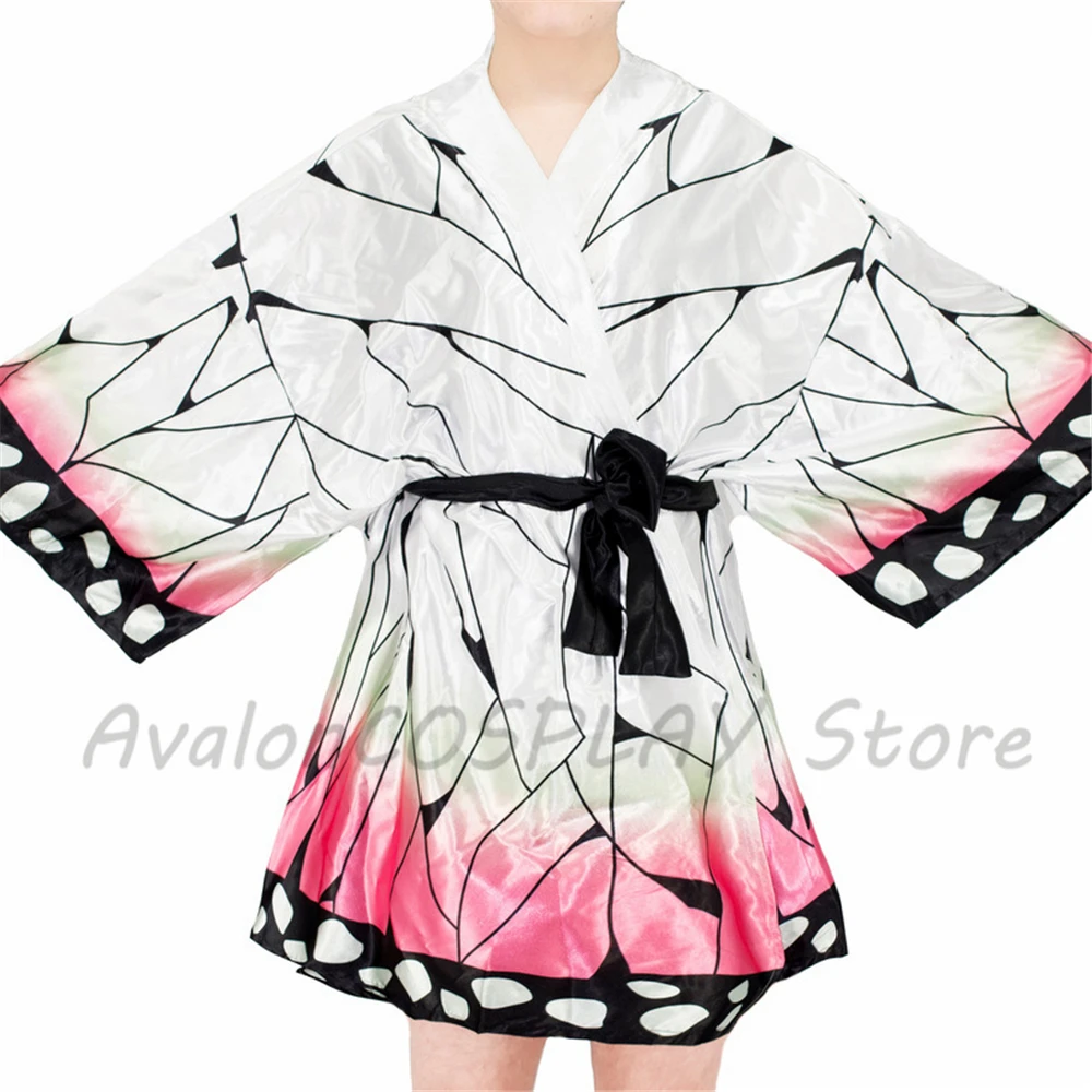 Cosplay Demon Slayer Kochou Shinobu Cosplay Robe Cloak Adult Women's Long Bathrobe Pajamas Sexy Nightclothes Swimwear Costume