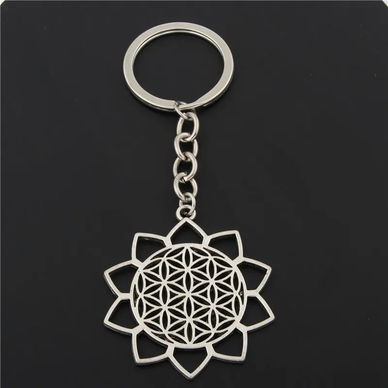 1pc Seed Of Life Charms Flower Of Life Keychains For Women Bag Charms Geometric Charms With Chain DIY Jewelry