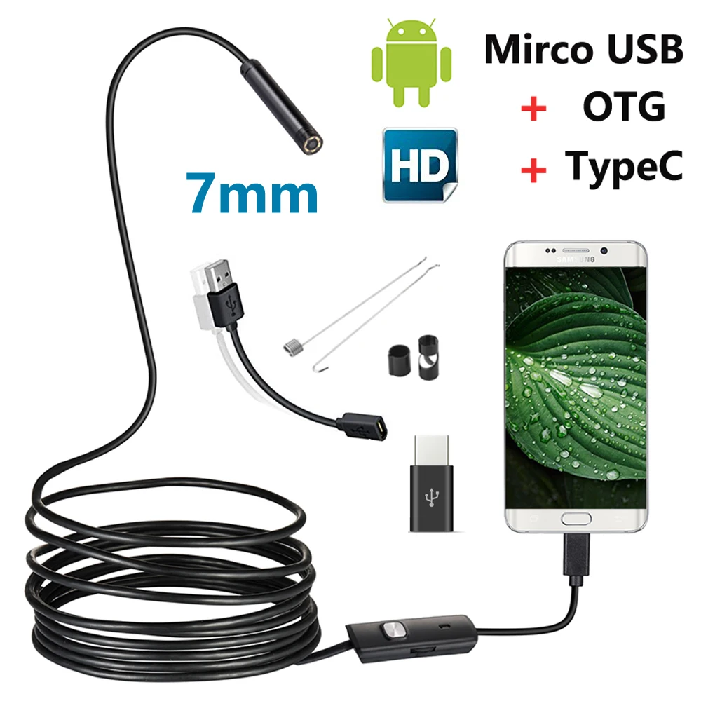 

5.5MM Lens 1M/1.5M/2M soft Cable Android USB Endoscope Camera Led Light Borescopes Camera For PC Android Phone