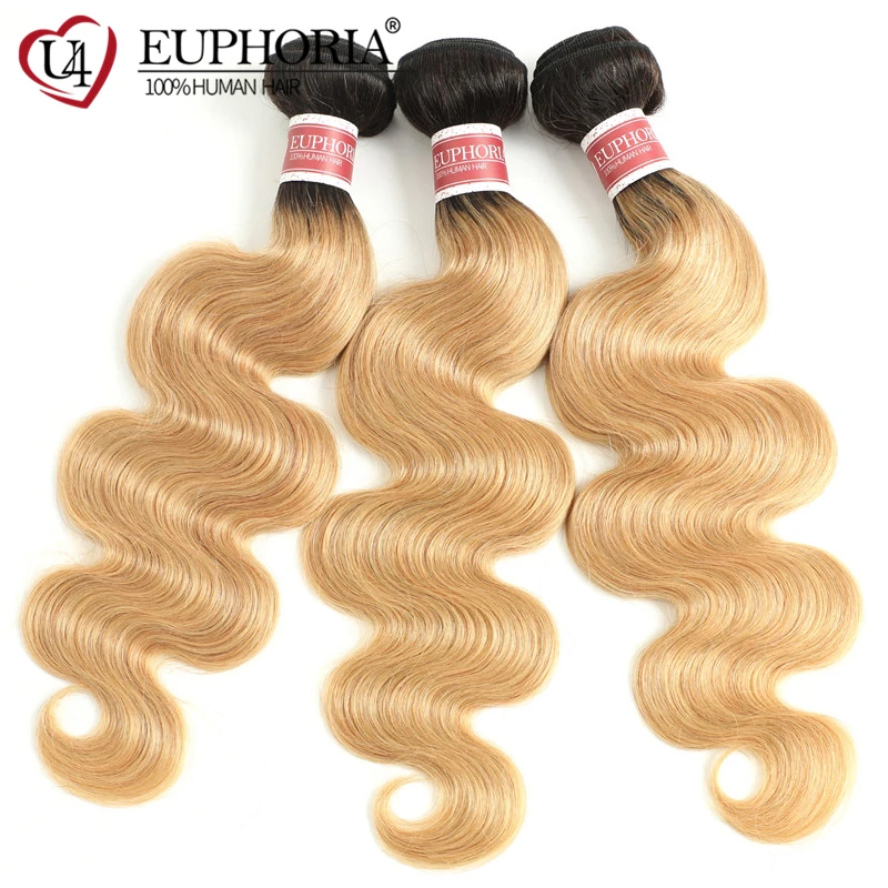 EUPHORIA-mechones de cabello humano ondulado, extensiones de tejido de 8-26 pulgadas, ombré, rojo, BURG, brasileño, 9A, Remy, 100%, 1/3/4 Uds.