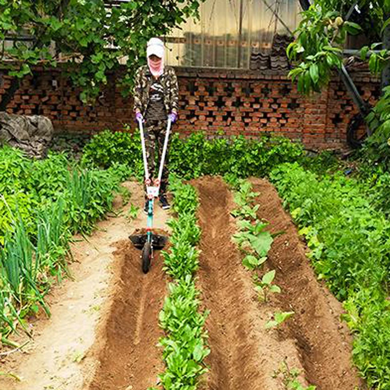 New Ditch Opener Plow Manual Hand-Plow Small Agricultural Machinery Micro-Tiller Hand-Held Ditch Plow Ridger Caster diameter22cm