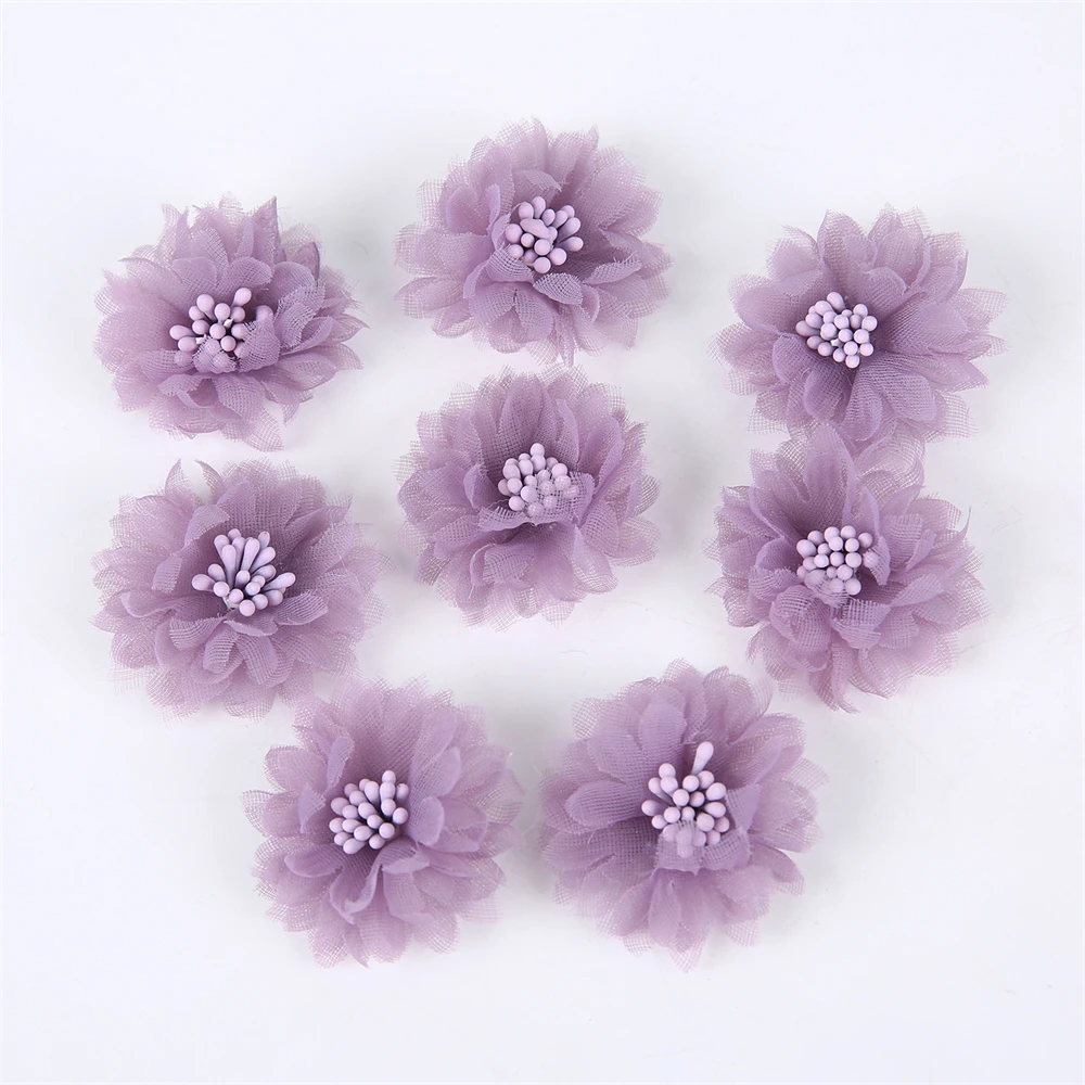 10 Stück Chiffon Künstliche Blumen DIY Blumen Kopfbedeckung Kleid Hochzeitsdekorationen Home Decor Kleidung Accessoires Haarschmuck – Detail 8