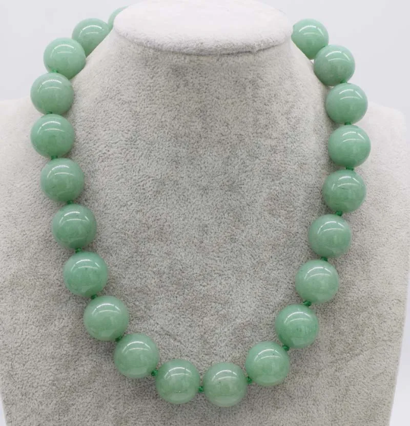 wholesale  green jade  necklace  round 16/18/20mm 17inch  FPPJ nature beads