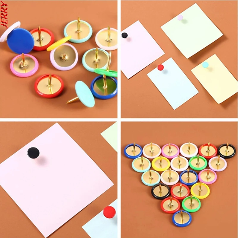 Nuovo 100 Round Push pin s Tack Pin bacheca sughero carta mappa punto forniture per ufficio