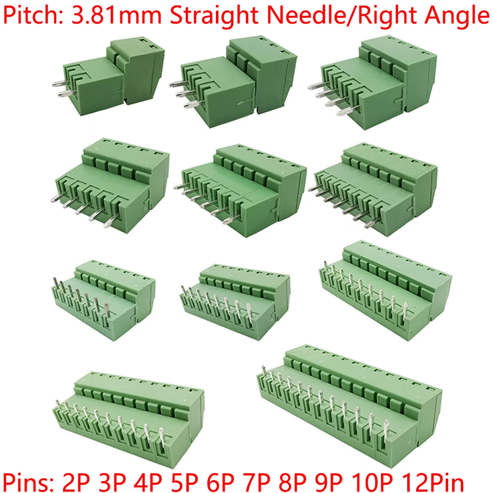 5Pairs KF2EDG 15EDG 3.5mm/3.81mm/3.96mm/5.08mm PCB Screw Terminal Block Connector Pin Header Socket Straight/Right Angle 2-12Pin