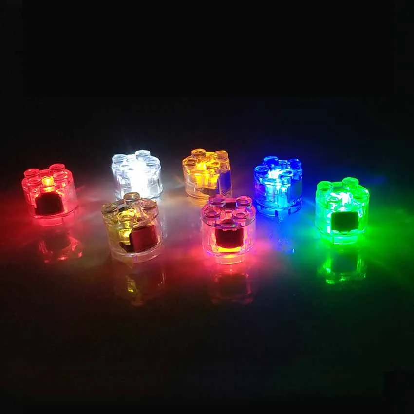 

Round Bricks LED Lamp Light-emitting 2x2dots building Blocks Toys Brick Lamp Parts Double Flash LED Light Seven Colors kid gifts