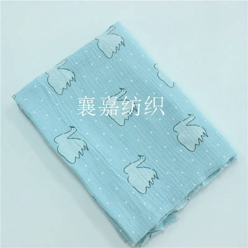 Cotton Double-Layer Gauze Double-Layer Crepe Material Pleated Texture Fabric Cotton Crepe Printed Children's Clothing Fabric